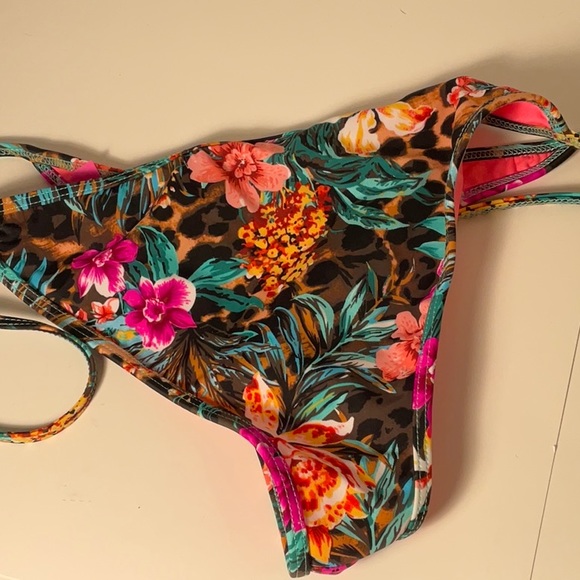 New DOLL Swimwear String Bikini Bottoms Medium Floral Animal Print Ties on Side - Picture 5 of 6